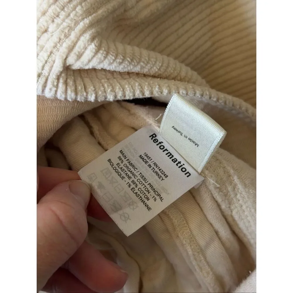 Reformation Jeans Corduroy Shacket Jacket Button‎ Front Almond Cream Small